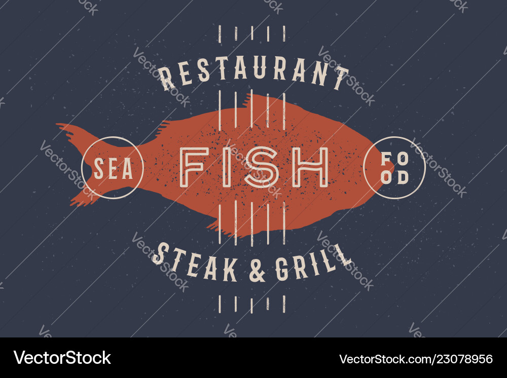 Vintage Seafood Label & Logo Vector Image