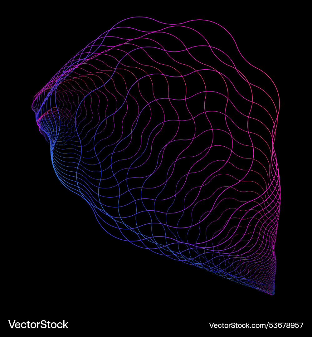 3d mesh shape neon futuristic object element 3d mesh shape neon futuristic object element Vector Image