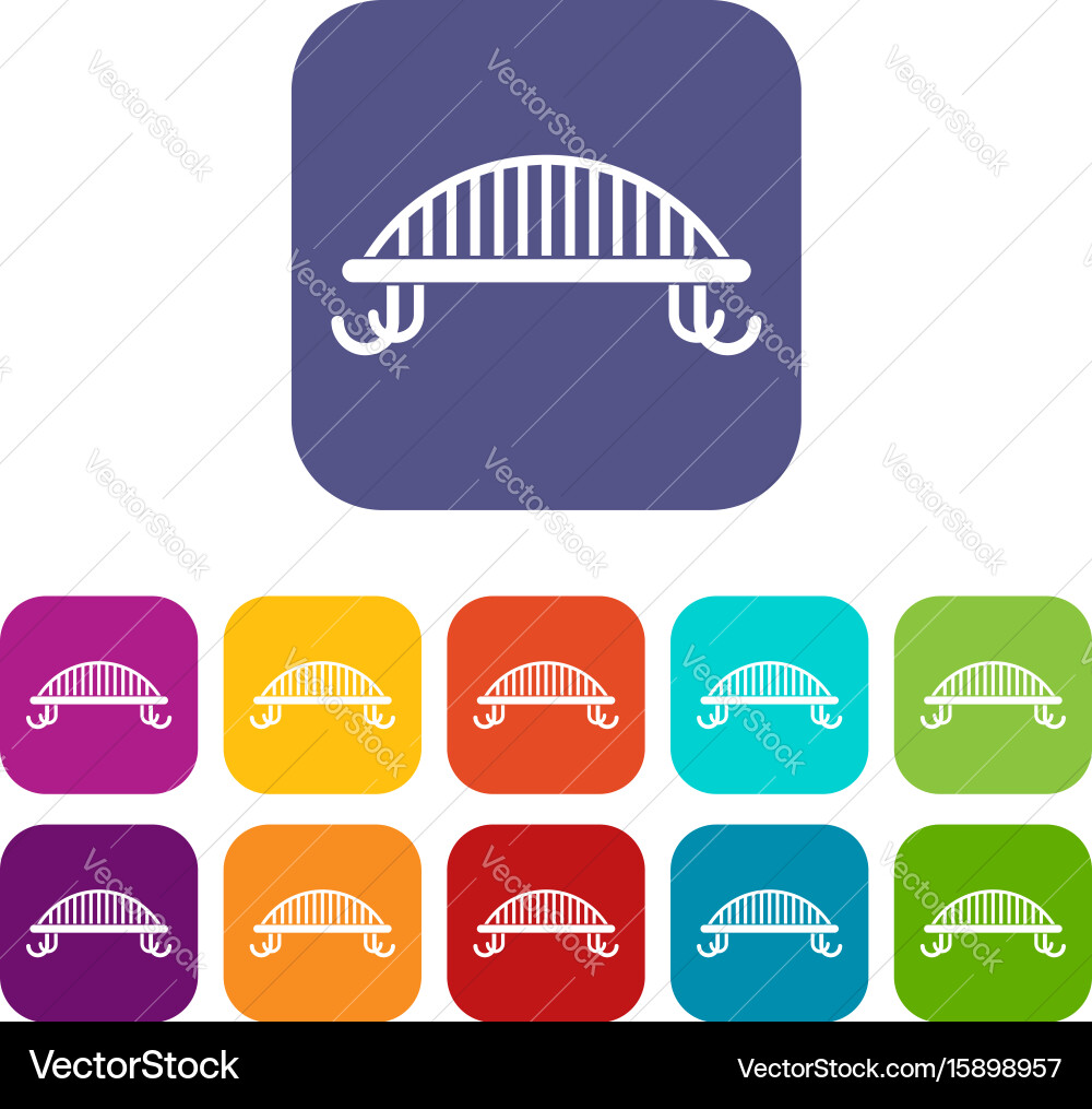 Bench with backrest icons set Vector Image