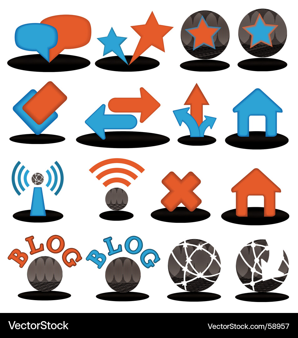 Blog Icon Set - Modern Style Vector Image
