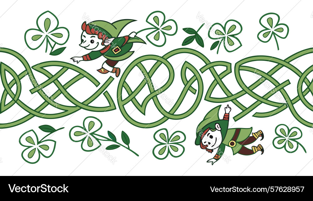Celtic knot border pattern interlocking green vector image