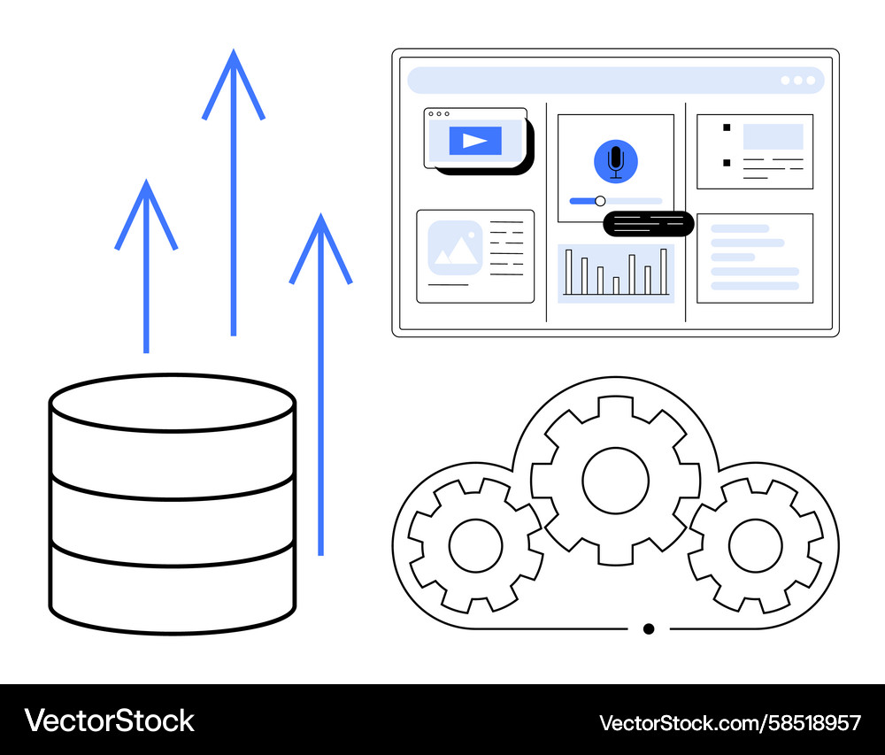 Cloud Data Optimization & System Performance Vector Image