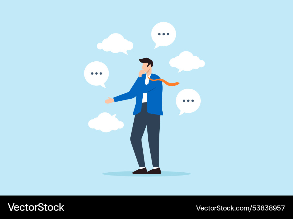 Flat of businessman contemplates with multiple Vector Image