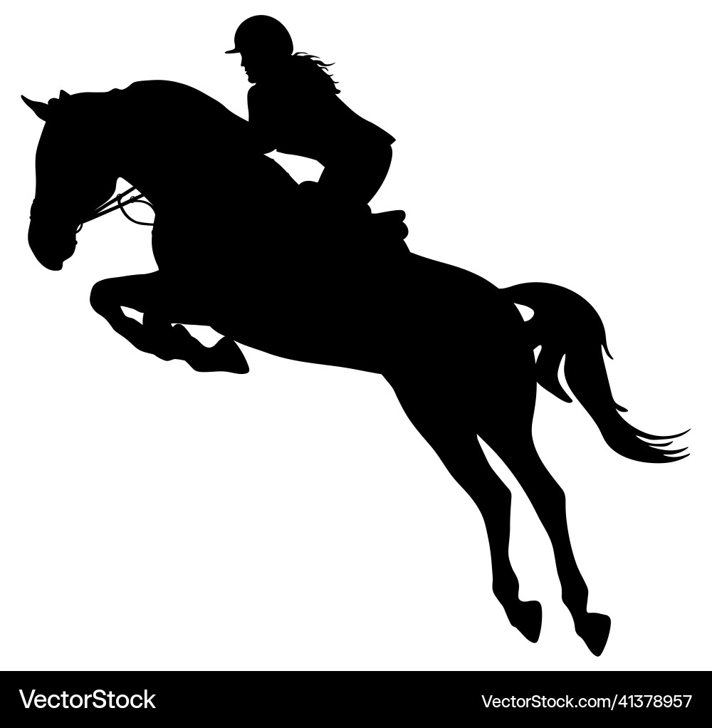 Jockey and Jumping Horse Silhouette vector image