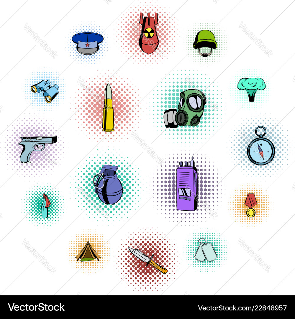 Militärische und Kriegskomiksymbole Militärische und Kriegskomiksymbole vektorbild