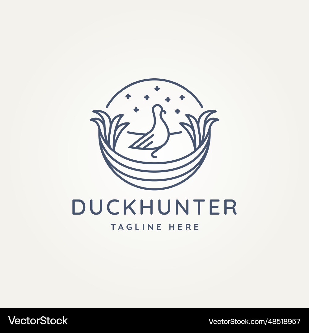 Minimalist duck hunting line art icon logo Minimalist duck hunting line art icon logo vector image