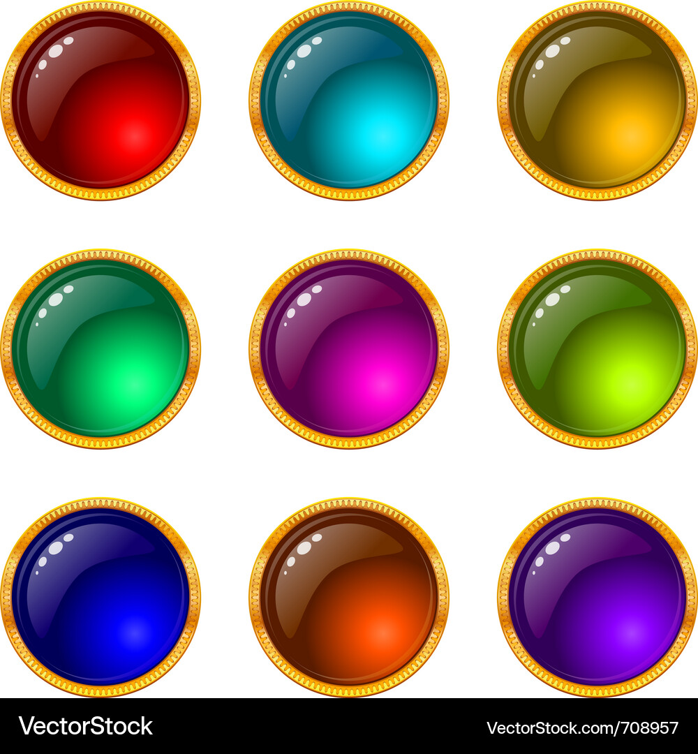 Runde Gem-Tasten Set Vektorbild