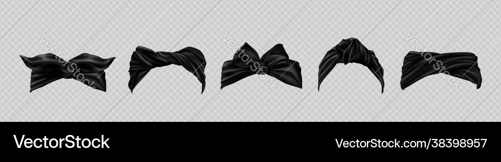 Set bandana or hair scarf black headwear Set bandana or hair scarf black headwear vector image