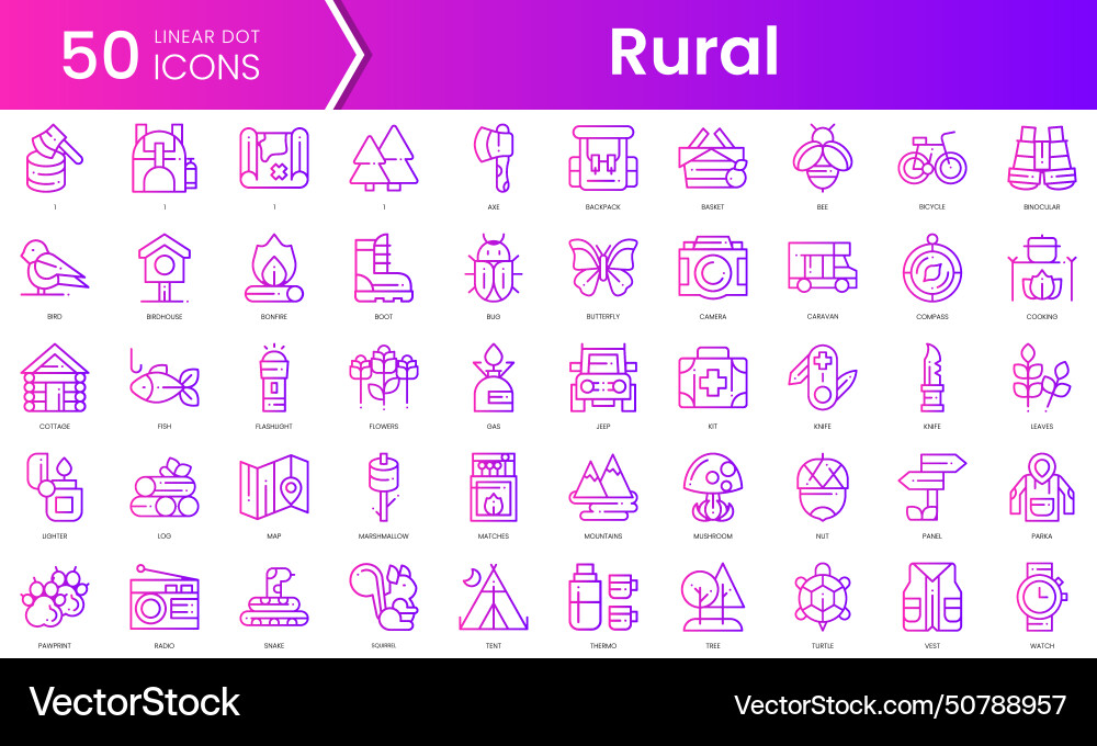 Set of rural icons gradient style icon bundle Set of rural icons gradient style icon bundle vector image