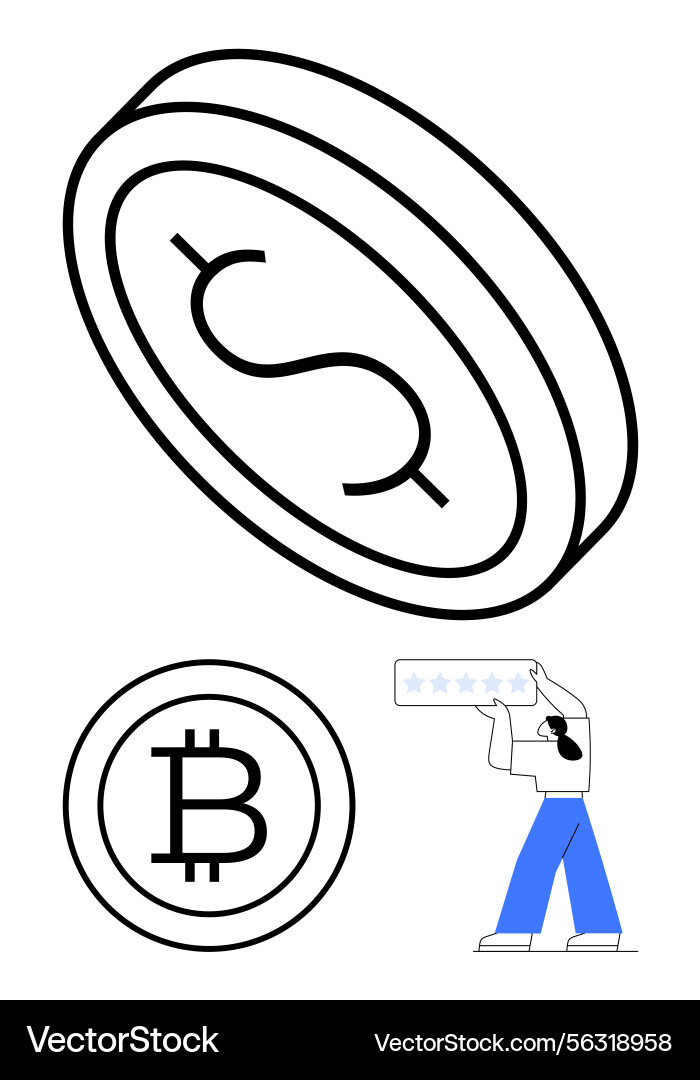 Bitcoin & Rating Coin Vector Image