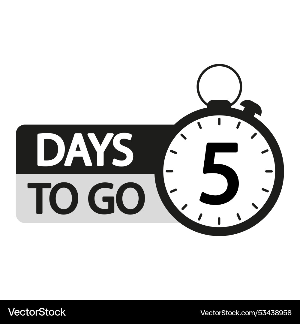 Countdown timer number five focus bold 5 days Countdown timer number five focus bold 5 days vector image