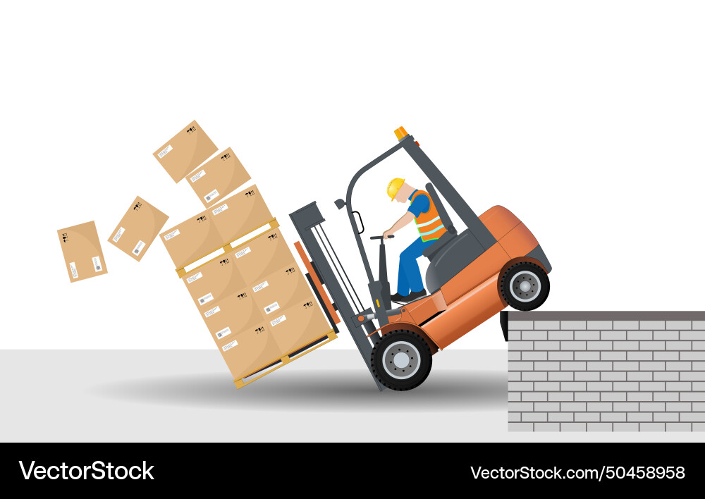 Dangers of working with a forklift loading area Vector Image