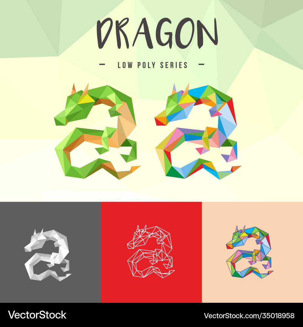Dragon chinesisch Tierkreis Tierarten low poly logo icon Dragon chinesisch Tierkreis Tierarten low poly logo icon vektorbild