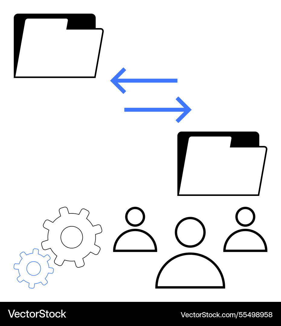 File sharing between teams with arrows File sharing between teams with arrows vector image