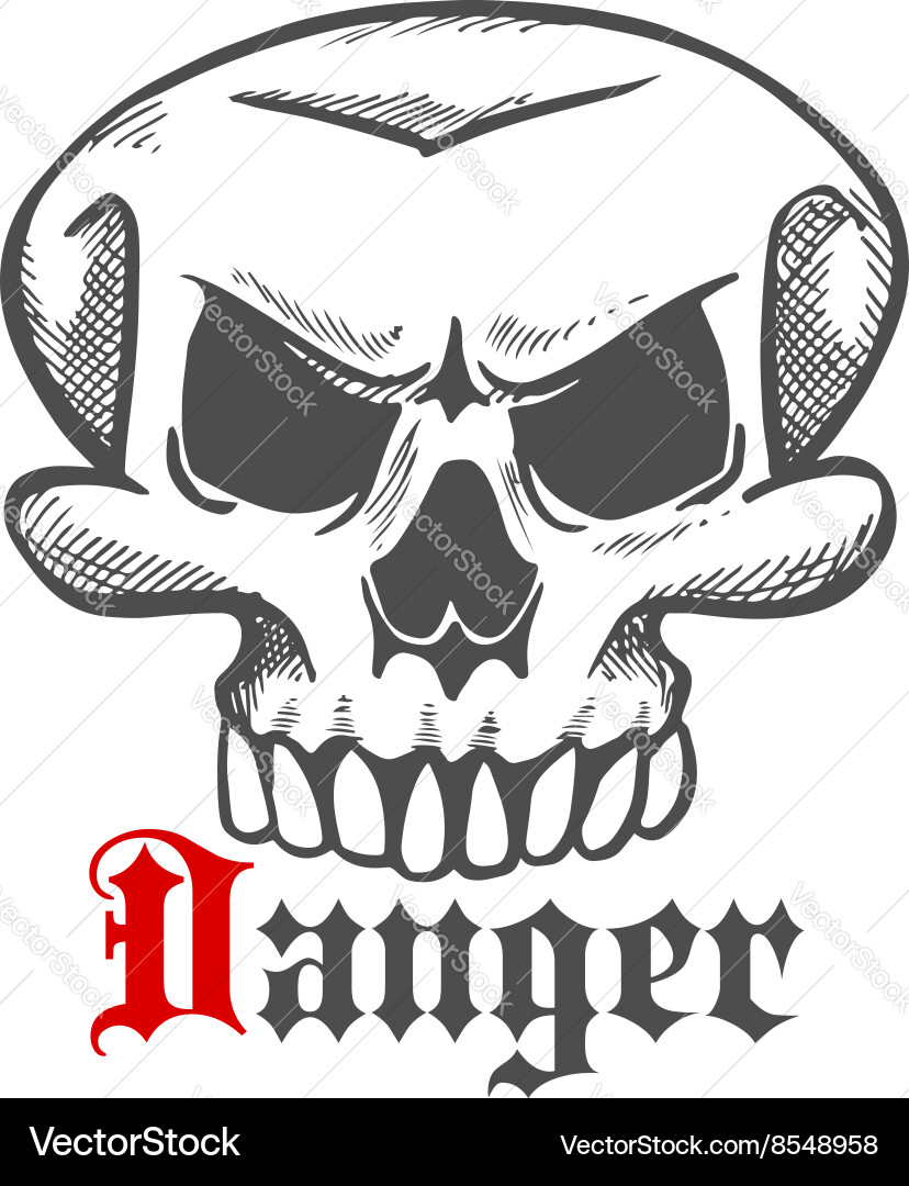 Halloween ghost or monster skull sketch symbol Vector Image