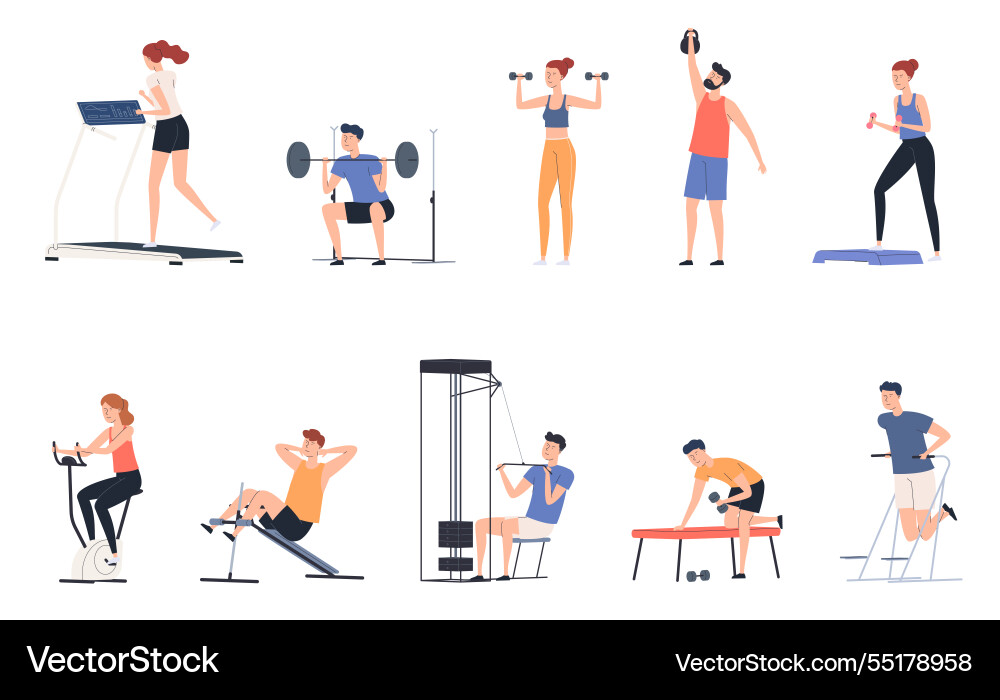 Männer und Frauen machen Sport in der Turnhalle Gymnastik Männer und Frauen machen Sport in der Turnhalle Gymnastik vektorbild