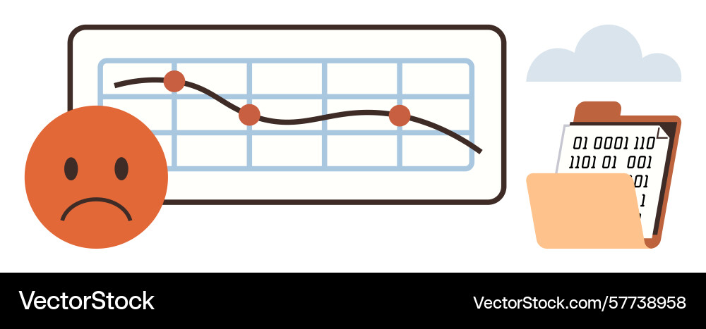 Negative trend in data analysis with declining Vector Image