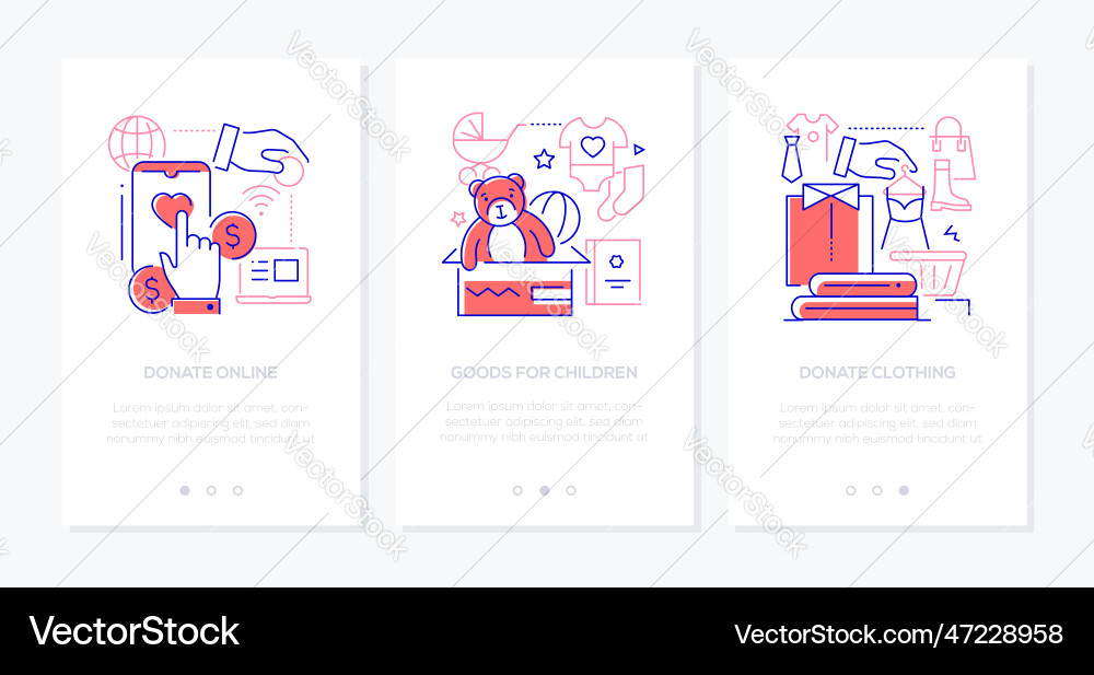 Online donation and charity - line design style Online donation and charity - line design style vector image