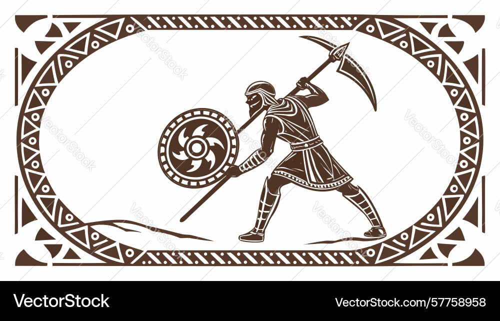 Roman warrior vignette design generative ai Vector Image