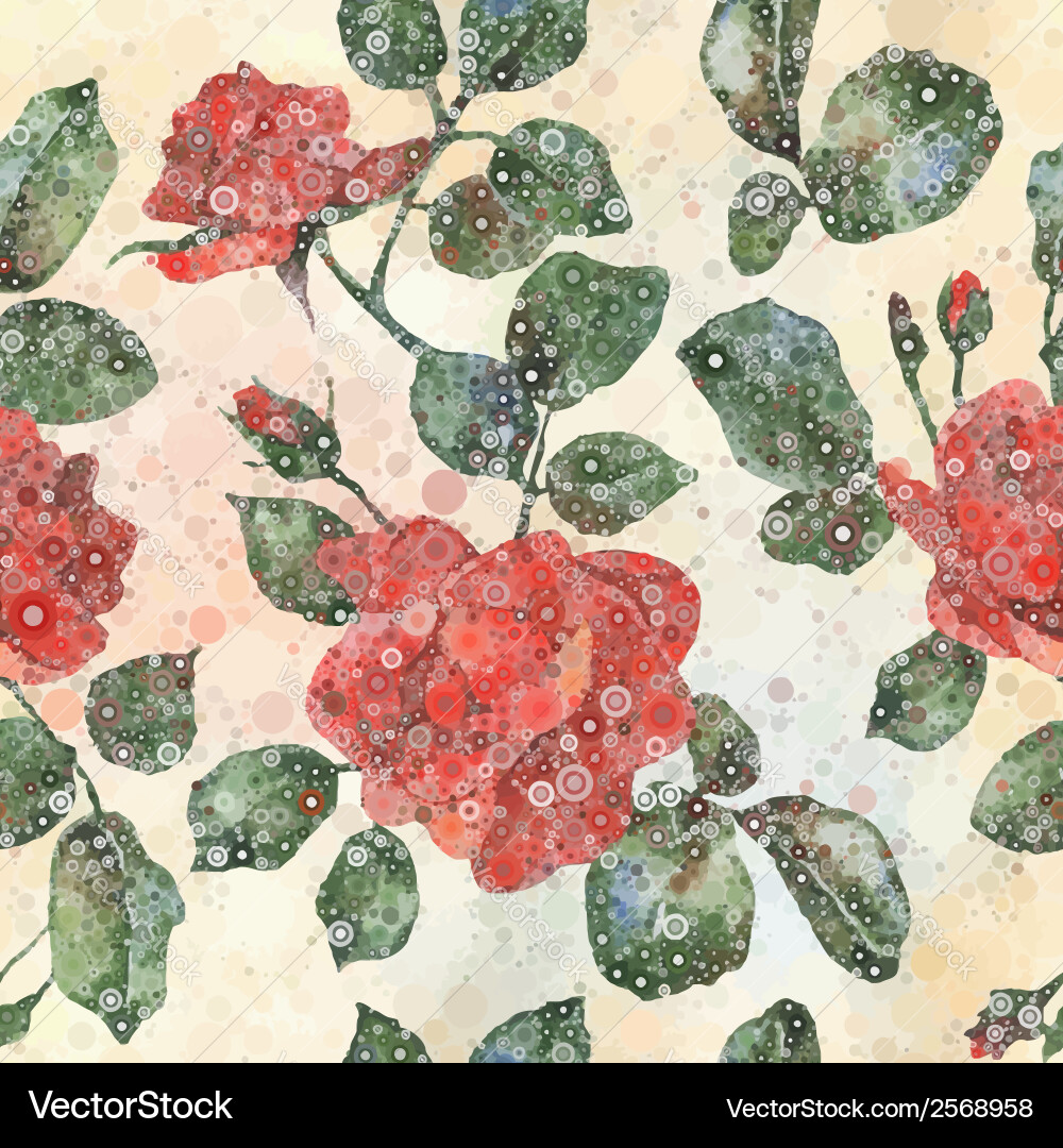 Watercolor Rose Seamless Pattern vector image