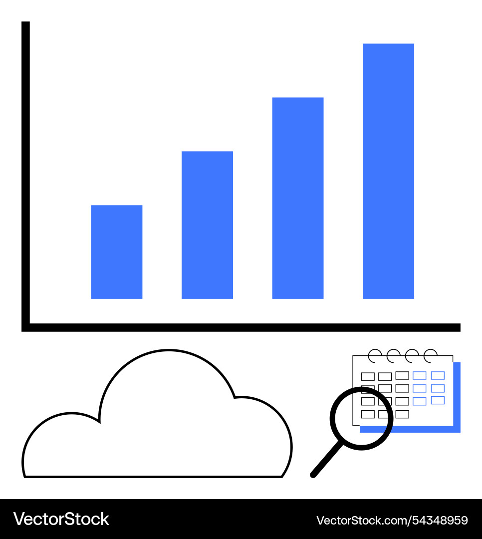 Data analysis with bar graph cloud storage Data analysis with bar graph cloud storage vector image