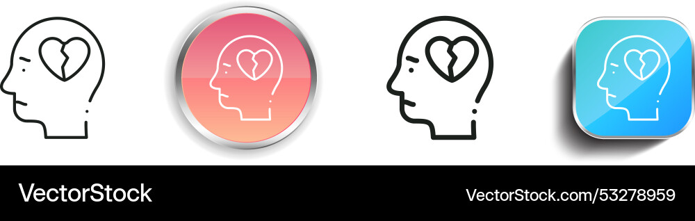 Depression icon thin linear regular and button vector image