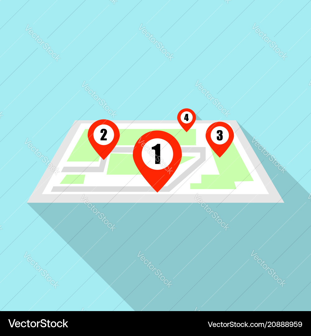 Four map pin icon flat style Four map pin icon flat style vector image
