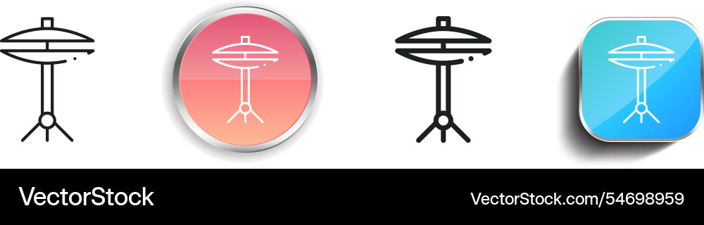 Hi hat icon thin linear regular and button style vector image