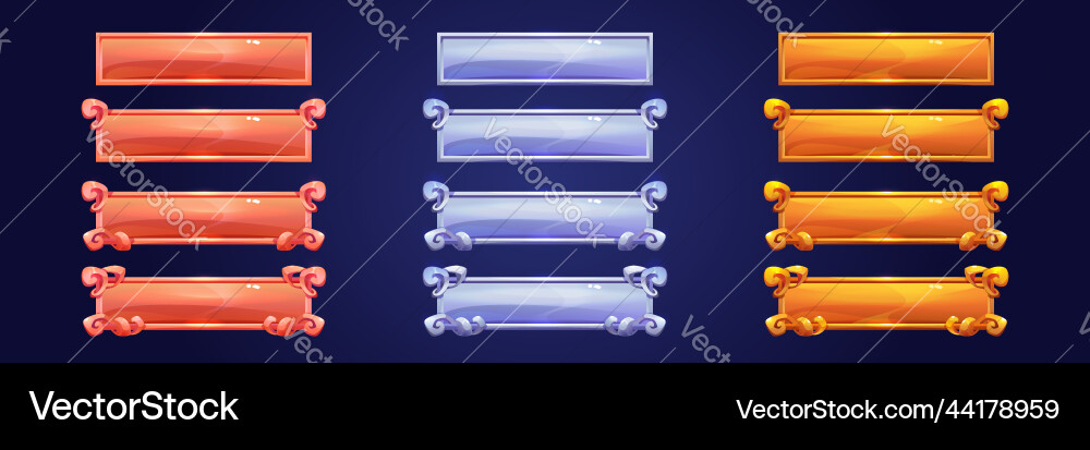 Medieval game menu frames ui elements buttons Vector Image