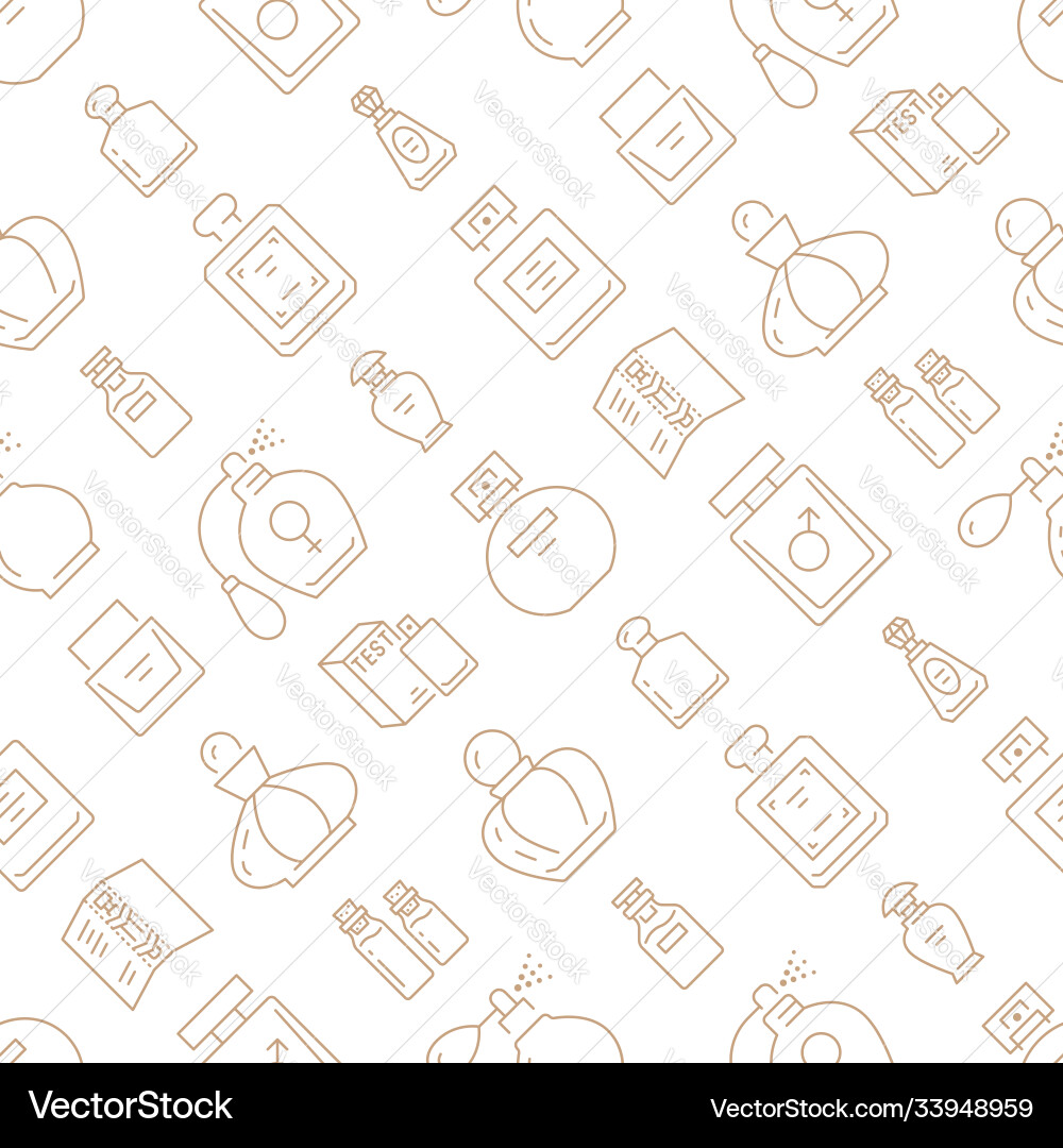 Perfume bottles seamless pattern with line icons Perfume bottles seamless pattern with line icons vector image