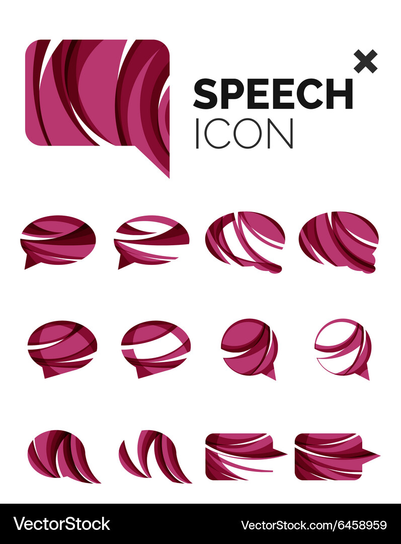 Set of abstract speech bubble and cloud icons Vector Image
