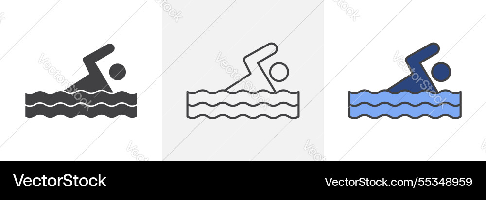 Swimmer icons pack for website designs Swimmer icons pack for website designs vector image