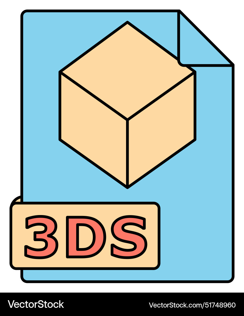 3ds file format icon representing 3d modeling vector image