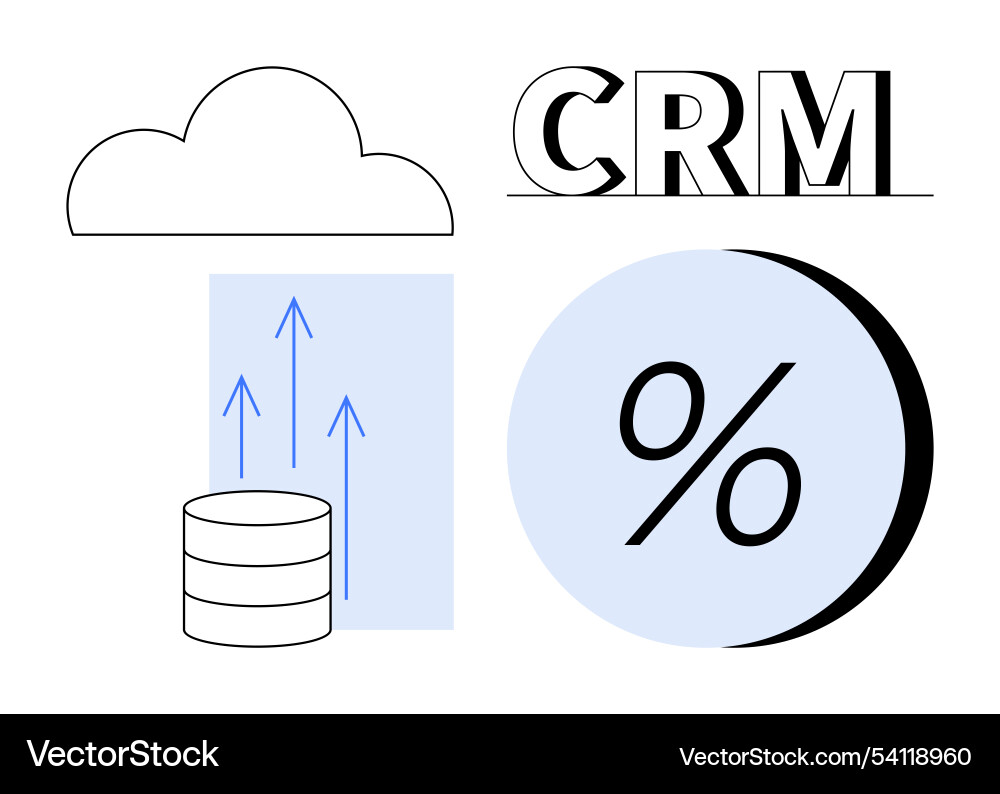 Cloud computing crm with data storage growth Vector Image