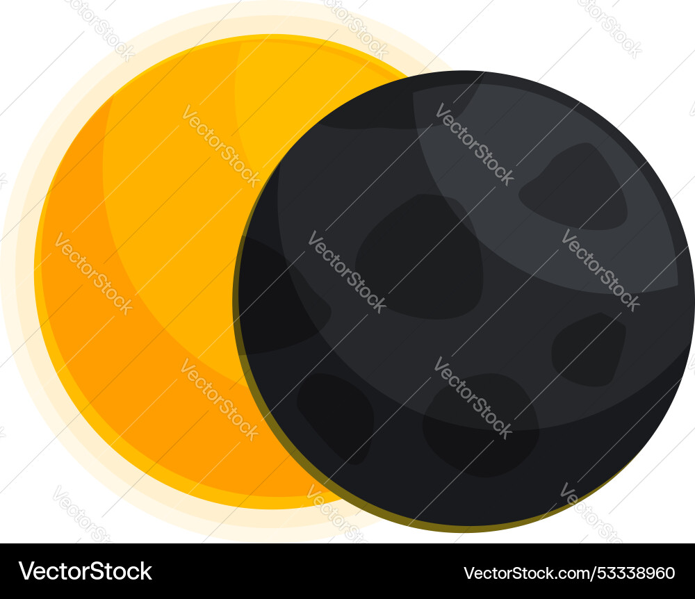 Dark planet passing in front of the sun creating Dark planet passing in front of the sun creating vector image