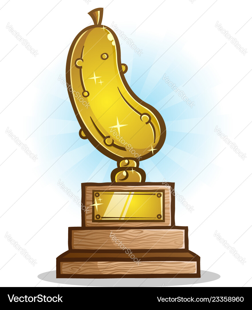 Golden pickle trophy award cartoon Royalty Free Vector Image