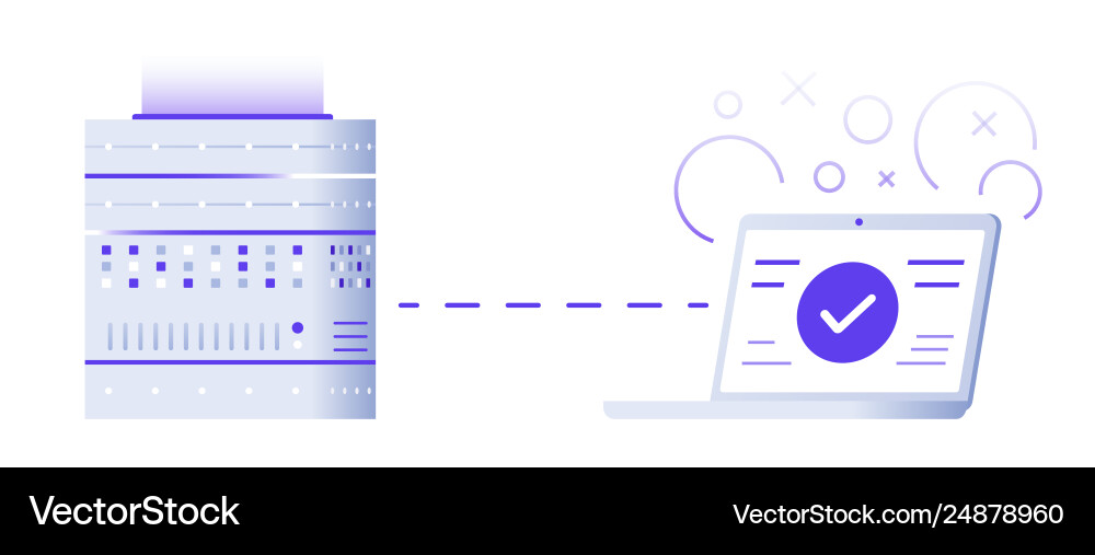 Server and laptop programming concept flat vector image