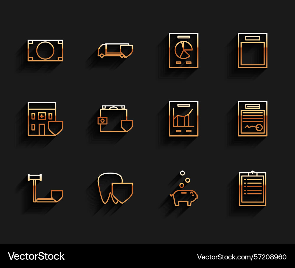 Set line judge gavel with shield tooth stacks Set line judge gavel with shield tooth stacks vector image