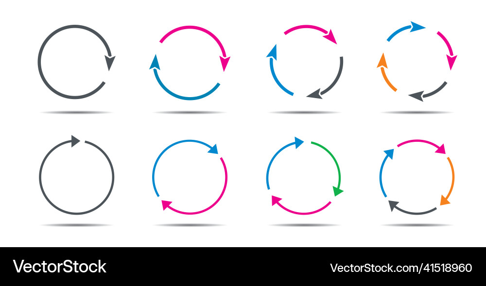 Set of colour circle arrows icons vector image