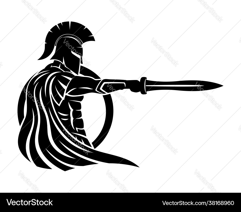 Spartan Warrior with Sword and Shield vector image