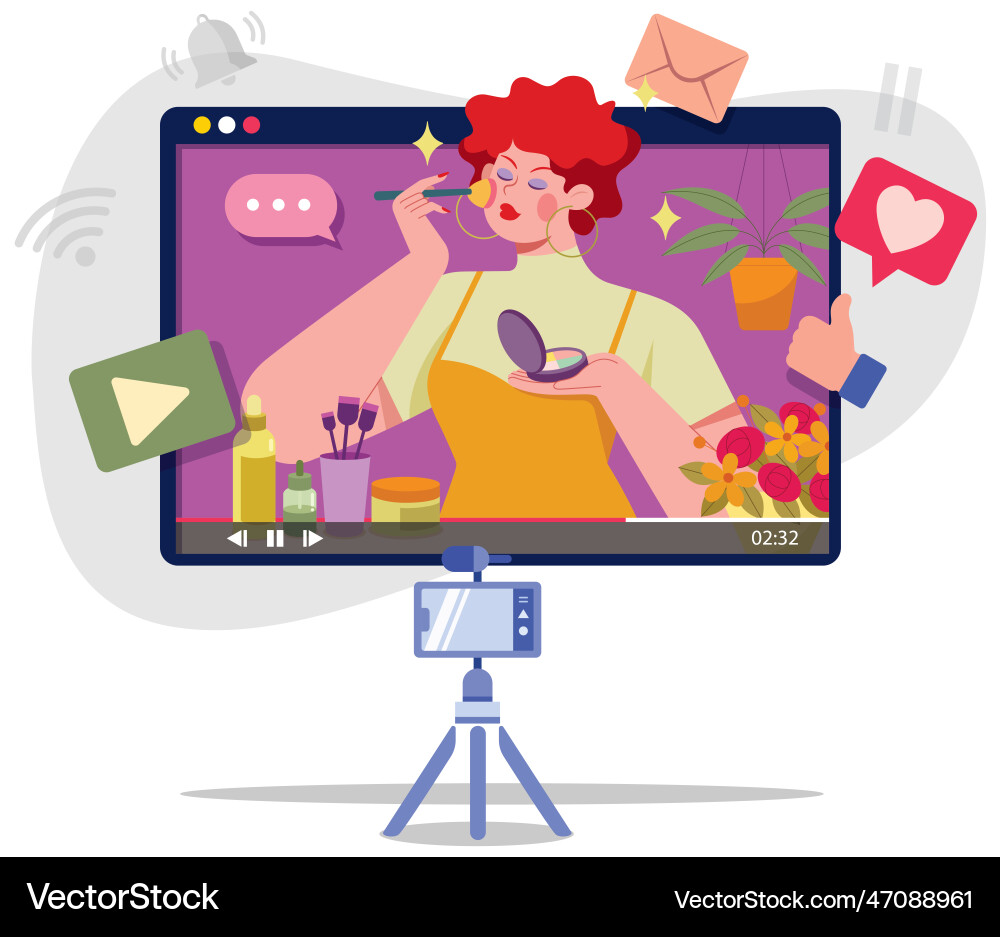 Beauty vlogger flat design concept Beauty vlogger flat design concept vector image