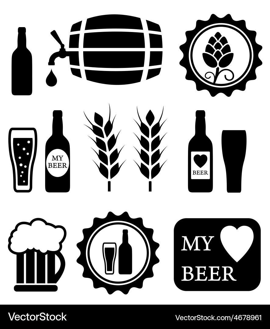 Beer isolated objects set vector image