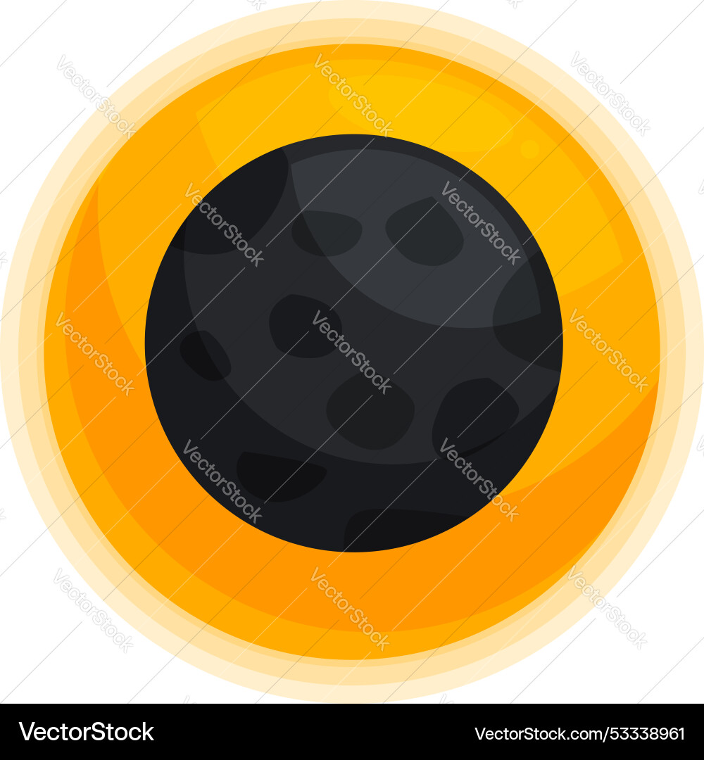 Round button showing solar eclipse with moon Round button showing solar eclipse with moon vector image