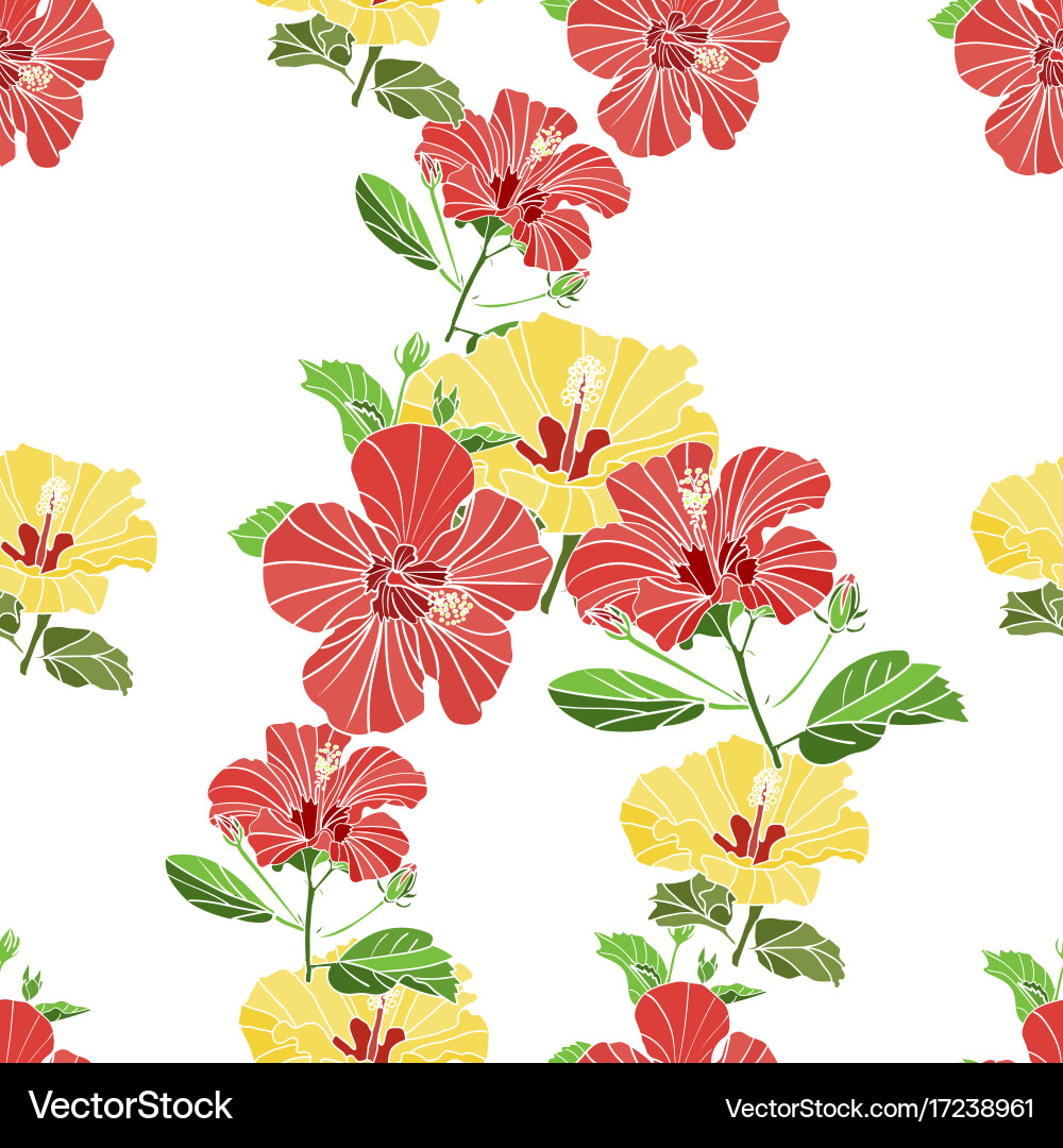 Seamless pattern of painted flowers fabric vector image