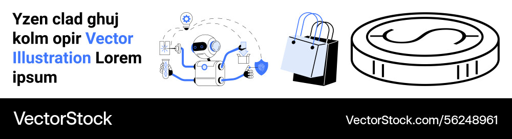 Secure online shopping with robot assistant Secure online shopping with robot assistant Vector Image
