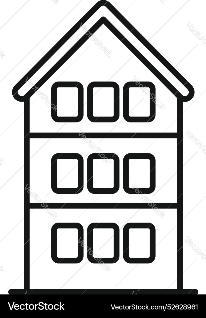 Three storey building facade with multiple windows Three storey building facade with multiple windows vector image