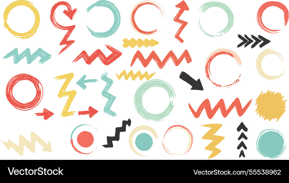 Colorful abstract shapes and patterns in flat Vector Image