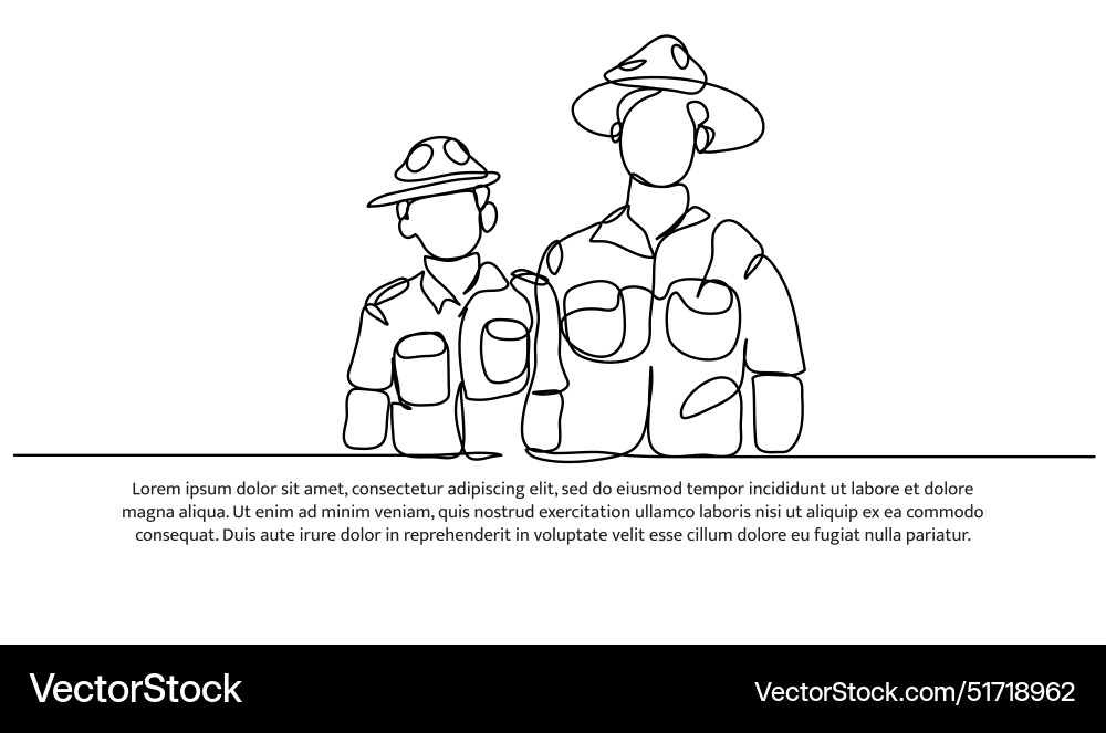 Continuous one line design of forest Vector Image