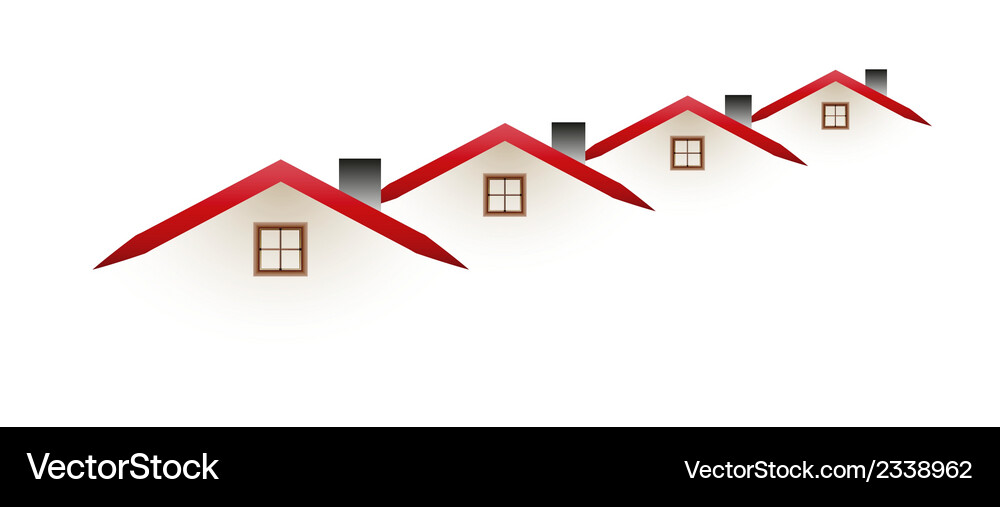 Four Houses with Red Roofs Vector Image