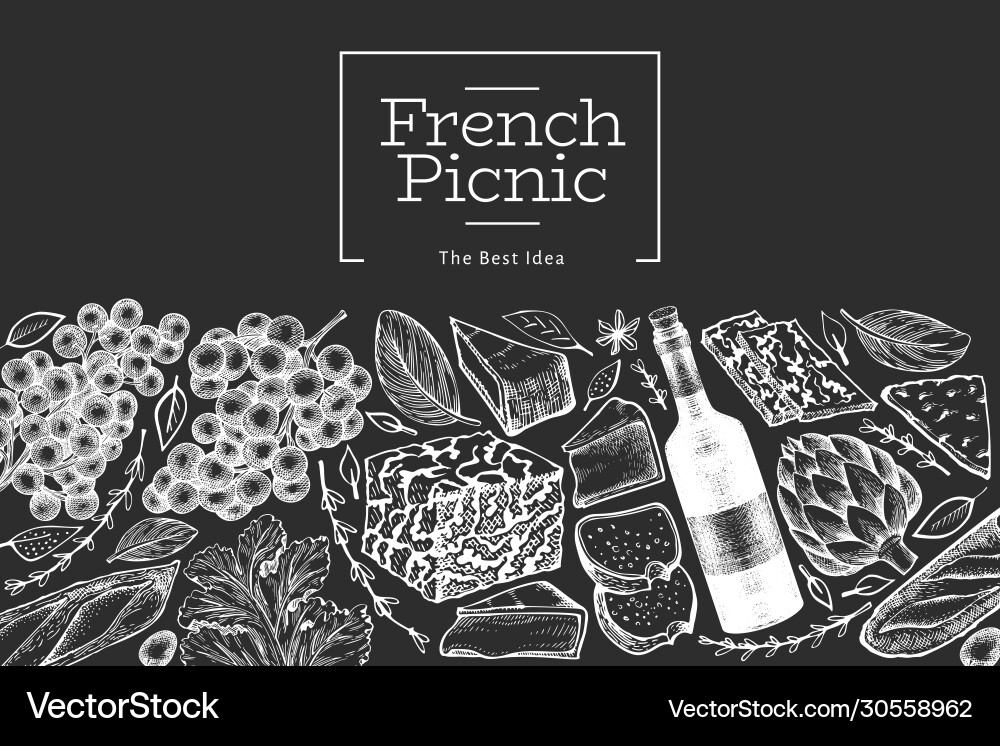 French food design template hand drawn picnic vector image